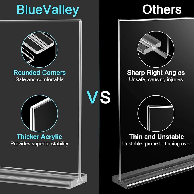 BlueValley 4x6 Acrylic Sign Holder, 12 Pack Plexiglass Picture Frame Double - Image 6