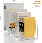SANRUI Acrylic Desk File Organizer, 8 Vertical Compartments Clear Magazine File - Image 3