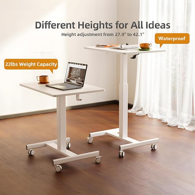 YDN Mobile Mobile Standing Desk, Adjustable Height Portable Laptop Desk - Image 4
