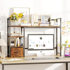 Desk Shelf with Drawer, 41.3" Desktop Organizer Shelf, Desk Hutch - Image 2