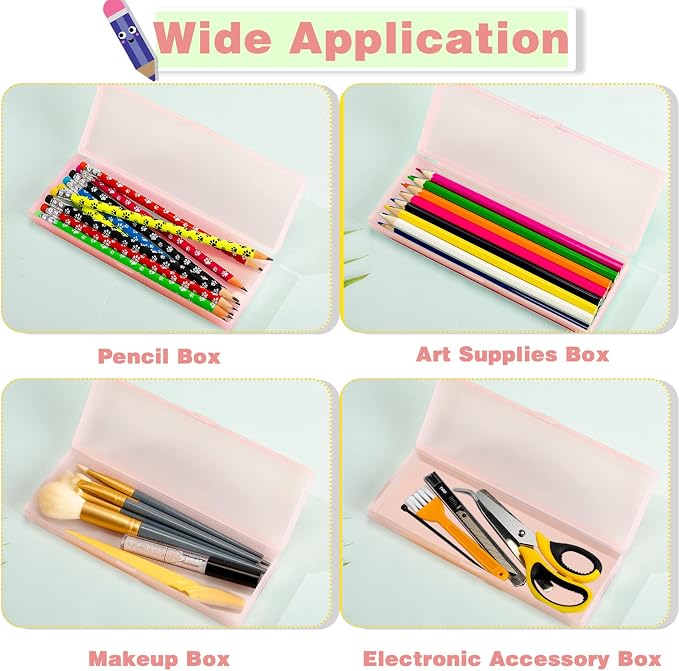 Fainne 24 Pcs Plastic Pencil Case Bulk Pencil Boxes Plastic Stationery Case - Image 5