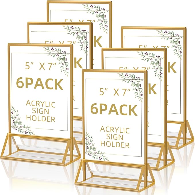 PPH-Sisy Acrylic Sign Holder 5x7 Gold Display Stand, Acrylic Frames by PPH-SisyPurchaseNow