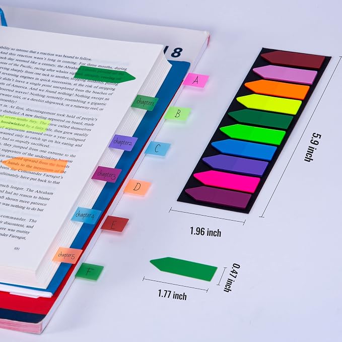 Golcellia 1200 Pieces Sticky Tabs Page Markers, Book Tabs Arrow Flags Colored - Image 2