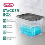 Sterilite 8-Pack Modular Stacker Box, Durable Clear Plastic Storage Bins - Image 4