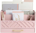 BLU MONACO Pink Wooden Desk Organizer by Blu_Monaco