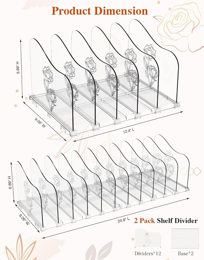 COWVTUJ Adjustable Rose File Organizer - Image 4