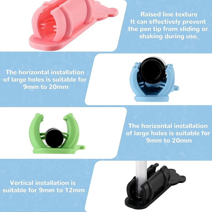VZZNN 40 Pack Adhesive Pen Holder Clips, Silicone Pencil Holders - Image 4