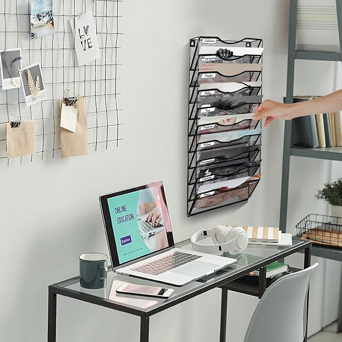 BOHDK Wall File Organizer, 10 Tire Hanging File Folder Mail Organizer, Vertical - Image 5