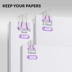 NEEWAY 100 Count Binder Clips Assorted Sizes, Paper Binder Clips, Metal Paper - Image 4