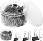 370 PCS Paper Clips and Binder Clips Set – Assorted Sizes Metal Clips, Office by Unknown