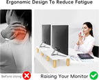 AFOOYO Dual Monitor Riser, Cookie-Shaped Adjustable Length & Swivel Angle - Image 6