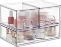 Vorey Clear Stackable Desk Storage Drawers, 3 Pack Acrylic Bathroom Makeup by HOME