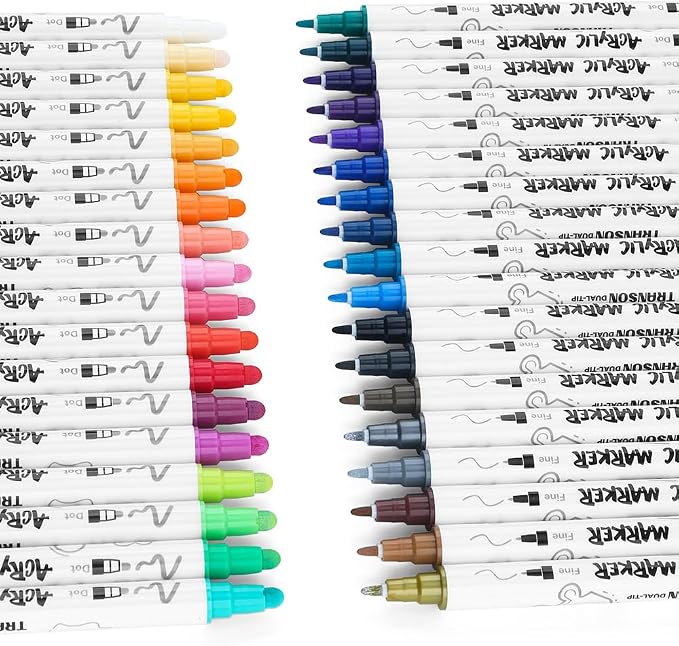 TRANSON 36 Color Bold and Fine Dual-tip Acrylic Paint Pen Set - Image 5