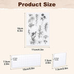 UCEC 8 Sheets Clear Stamps Set, Vintage Plants Flower Rubber Silicone Stamps - Image 3