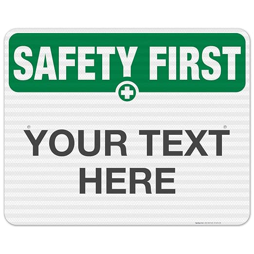 Custom Safety First Sign, OSHA Sign, 24x30 Inches, 3M EGP Reflective .080 by SigoSigns
