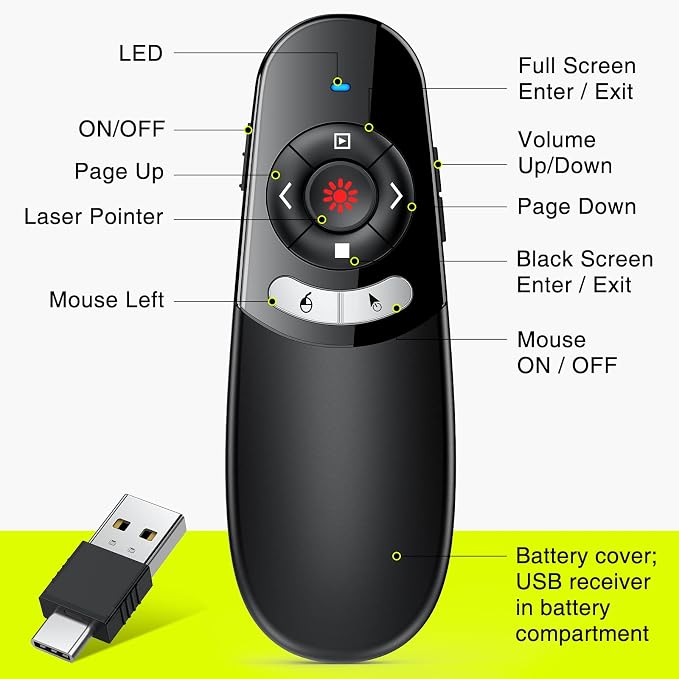 2 in 1 USB Type C Presentation Clicker Air Mouse - Image 7