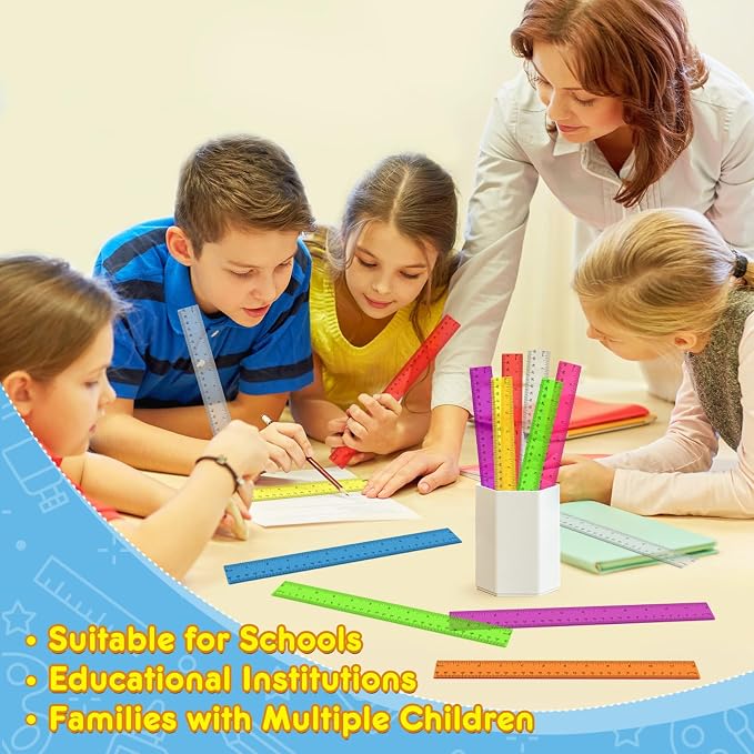 32 Pcs Clear Plastic Ruler 12 Inch, Rulers Bulk - Image 7