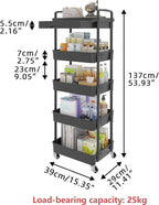 Calmootey 5-Tier Rolling Utility Cart - Image 5