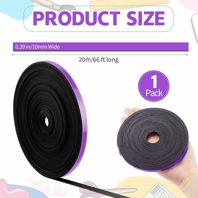 AmazingSpark Magnetic Tape Roll Thin Strips, 0.39 Inch x 66 Feet Magnetic Board - Image 2