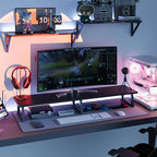 TEAMIX Black 42 inch Dual Monitor Riser, Wood and Steel Long Monitor Stand - Image 6