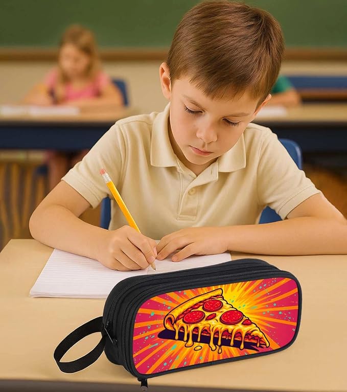 AnySmic Pizza Pencil Case for Boys Girls, Large Durable Pencil Pouch for Kids - Image 7