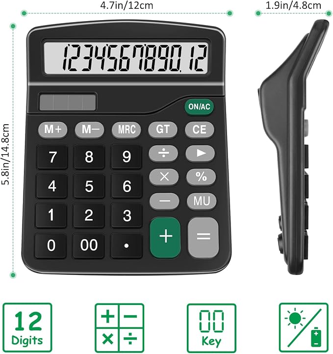 Calculators, Splaks 2 Pack Standard Functional Desktop Calculators Sola and AA - Image 4