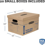 Bankers Box Small Classic Moving Box 20 Pack, Reinforced Handles, Tape-Free - Image 3