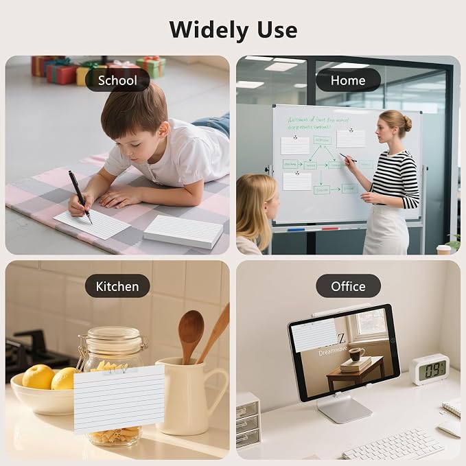 250 Count Index Cards 3 x 5 Inch, Heavyweight White Lined Note Cards Portable - Image 7