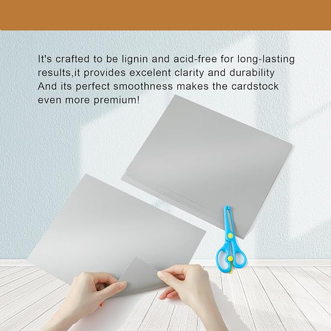 Silunkia 100 Sheets Grey Cardstock 8.5 x 11 Certificates Paper, 200gsm/75lb - Image 5