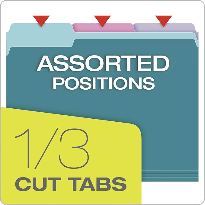 Pendaflex Two Tone Color File Folders, Letter Size, 1/3-Cut Tabs, 5 Color - Image 2