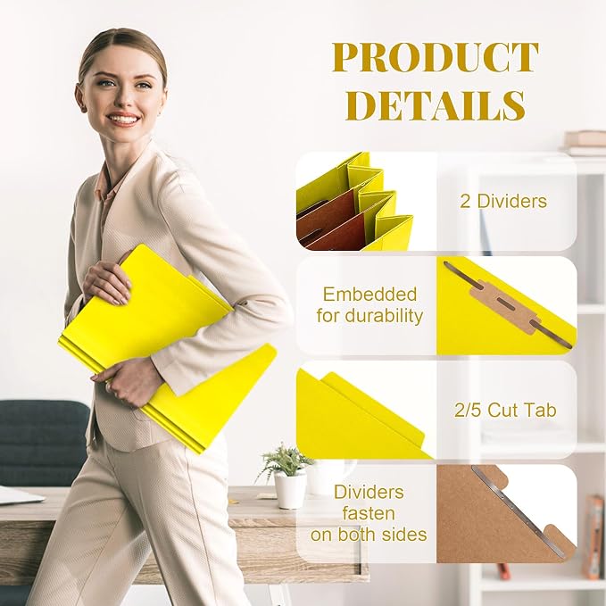 Skyygemm 60 Pcs Classification Folders Letter Size, 2 Divider Pressboard File - Image 3