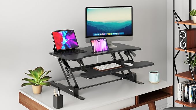 Mount-It! 38" Standing Desk Converter, Desktop Sit-Stand Desk Riser - Image 9