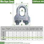 120PCS 5/16" M8 Zinc-Plated Wire Rope Clamps – Heavy Duty U-Bolt Cable Clips - Image 2