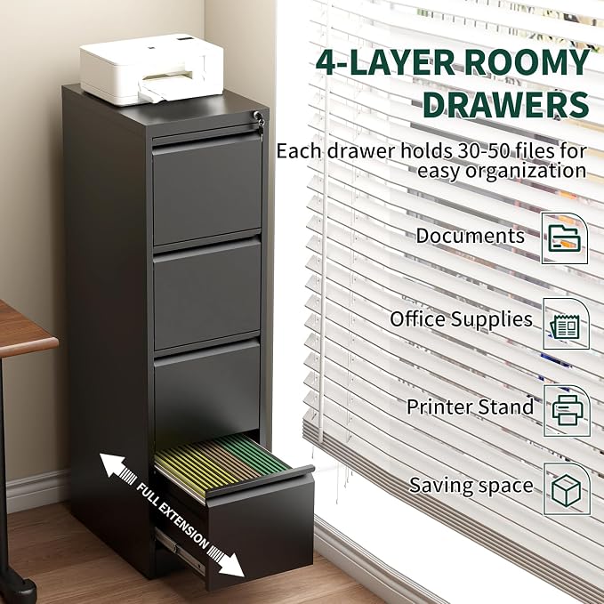 Yukimo 4 Drawer File Cabinet - Image 4