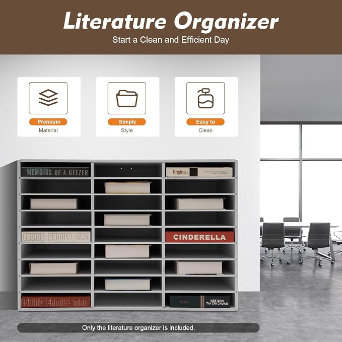 Literature Organizer with 27 Compartments | Adjustable Desktop File Sorter Mail - Image 3