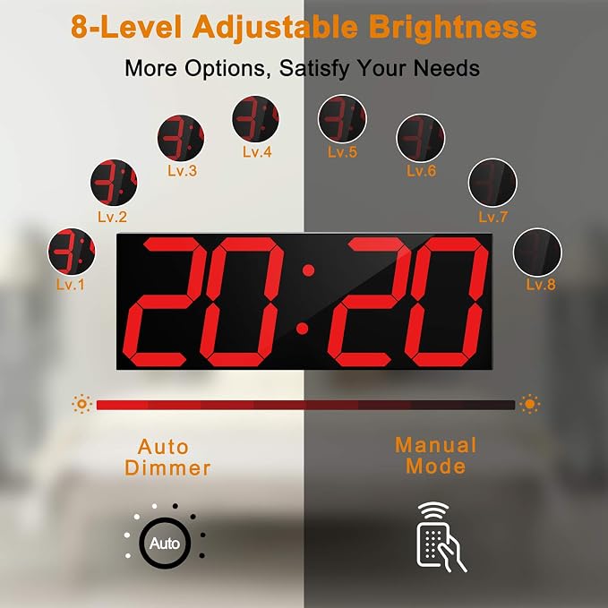 LED Large Digital Wall Clock, Oversize Wall Clock - Image 3