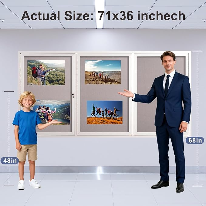 71x36 Inch Lockable Enclosed Bulletin Board, Weather-Resistant Outdoor - Image 3