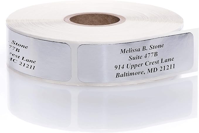 Silver Foil Personalized Return Address Labels Without Dispenser by ArtisticDirect