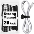 SOOOEC Black Magnetic Cable Ties, 20 Pack 7.2" Magnetic Cord Ties Cute Cloud by SOOOEC