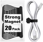 SOOOEC Black Magnetic Cable Ties, 20 Pack 7.2" Magnetic Cord Ties Cute Cloud by SOOOEC