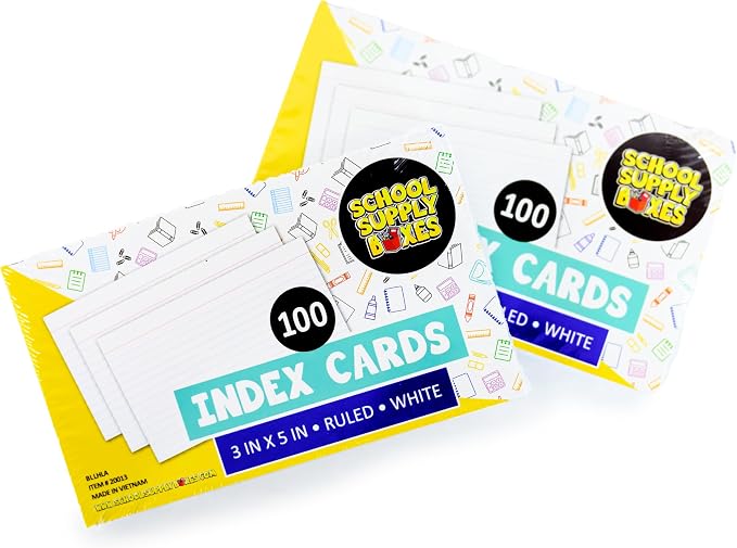 School Supply Boxes | 3x5 White Index Cards | 100 Pack | Lined in Front - Image 2