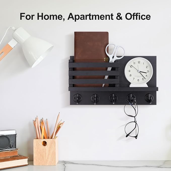 Lwenki Key Holder for Wall – Decorative Wooden Mail Holder and Key Shelf - Image 5