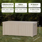 Decksplore 150 Gallon Outdoor Storage Box Waterproof Lockable Resin Deck Box - Image 2