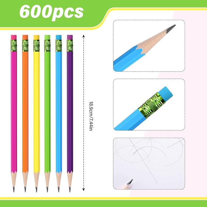 TecUnite 600 Pcs HB #2 Unsharpened Pencils bulk - Image 3