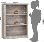 RWYHG 43" Grey Tall Bookshelf Set of 3, 3-Tier Thick Wooden Book Shelf - Image 3