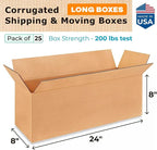 Long Moving & Shipping Boxes 24"L x 8"W x 8"H - Image 2