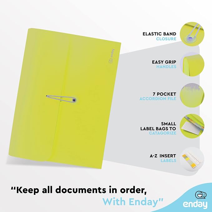 Accordion File Organizer Green, 7 Pocket Expanding File and Cover Folder - Image 4