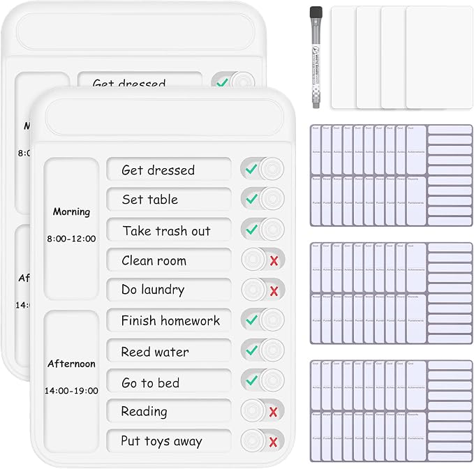 2Pcs Chore Chart for Kids to Do List Checklist Board Detachable Message Slider by Lucomb