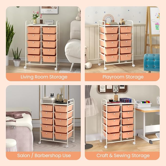 GLACER 10 Drawer Rolling Cart, Storage Cart - Image 7