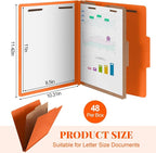 Skyygemm 48 Pcs Classification Folders Letter Size, 1 Divider Pressboard File - Image 2